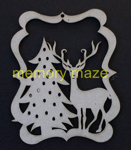 Christmas tree and reindeer  decoration approx 80 x 110 mm pack